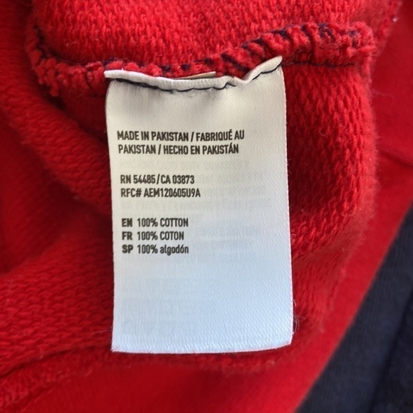 𝅺american Eagle Colour-Blocked Sweatshirt Red White Navy Size Large - Picture 7 of 9